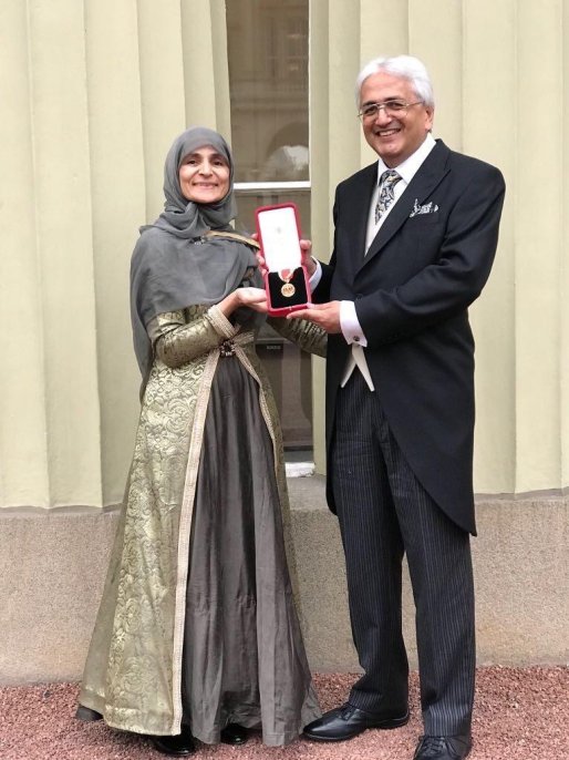 Professor Sir Alimuddin Zumla, with Lady Farzana Zumla when he received the Knighthood at Buckingham  Palace in November 2017 