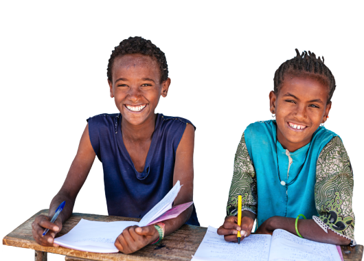 Image of two school girls smiling