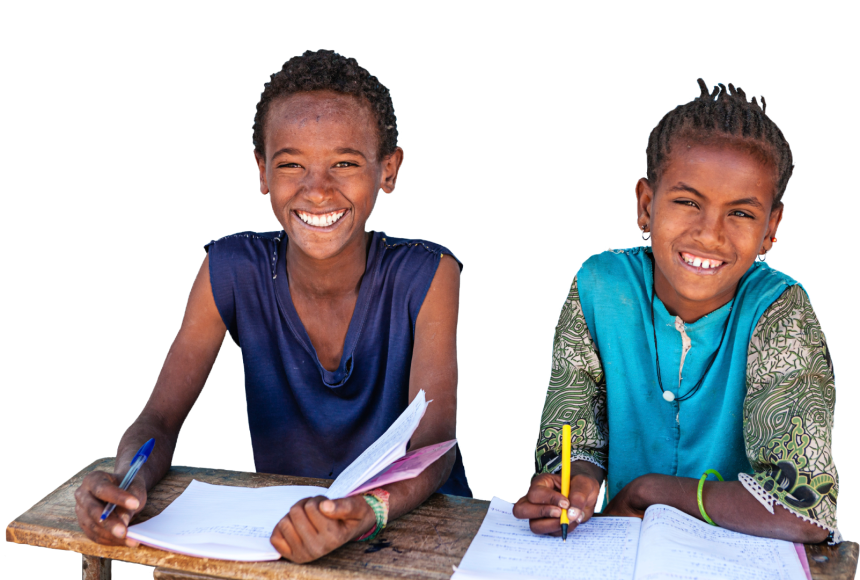 Image of two school girls smiling