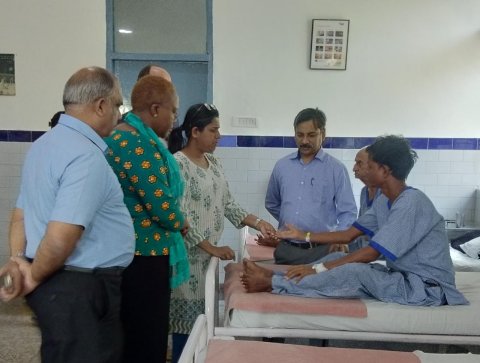 Patient examined at The Leprosy Mission Trust India Hospital in Shahdara, India Patient examined at The Leprosy Mission Trust India Hospital in Shahdara, India