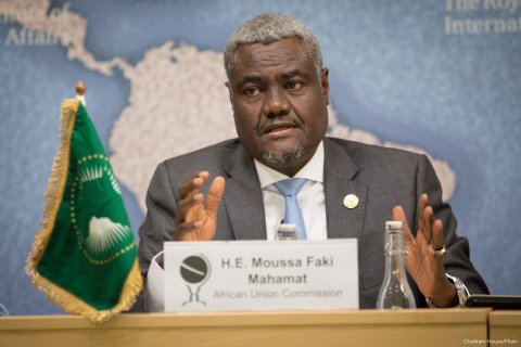 African Union chairperson Moussa Faki Mahamat addressing the AFCOR meeting. (Photo: Southern Times)